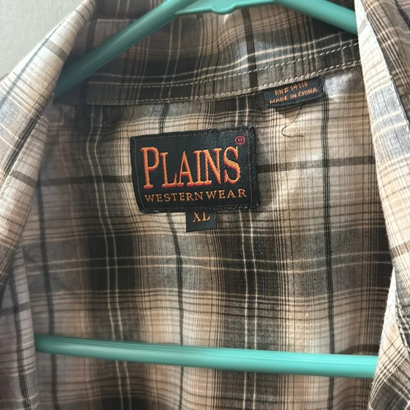 Brown Western short sleeve snap button down, Plains brand, size XL. - Picture 2 of 3